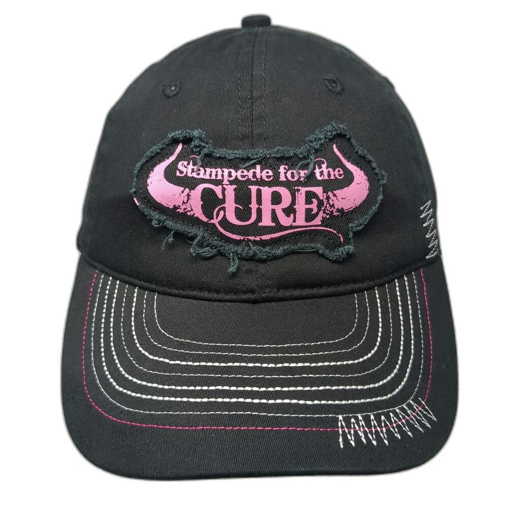 Baseball Cap Black One Size Stampede for the Cure Pink Ribbon Distressed Hat